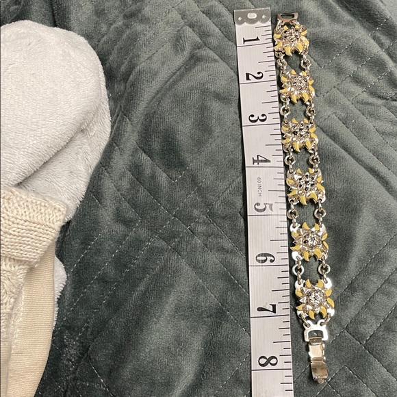 Vintage Silver and Yellow Floral Bracelet - Picture 4 of 5